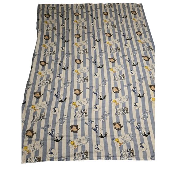 Vintage Looney Tunes Flat Sheet 90 X 68 1996 Warner Bros Bugs Bunny Taz Daffy - Picture 1 of 10